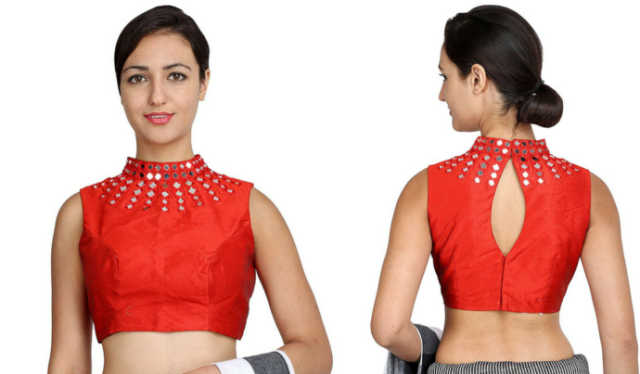 Full-neck-mirror-work-blouse