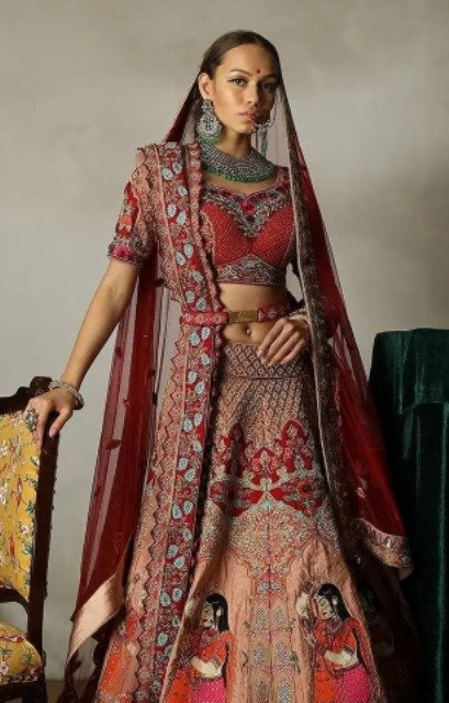 Red-Bridal-Lehenga-Provides-Fall-Of-Glee