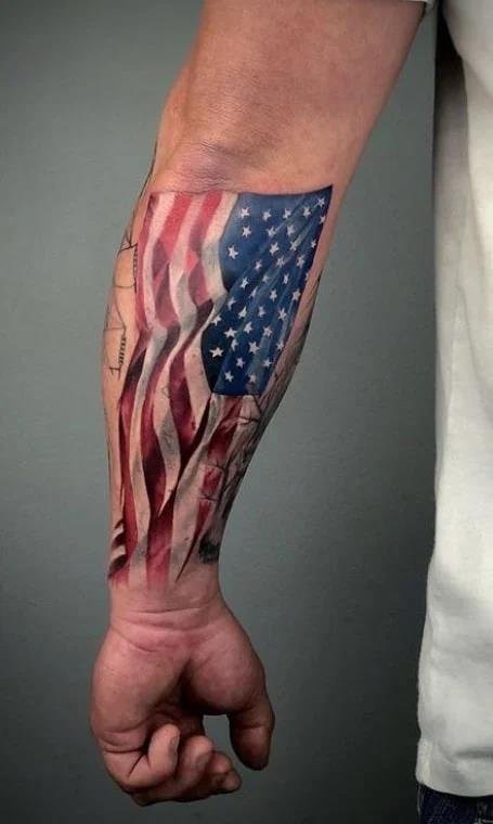 Attractive-American-Flag-Forearm-Tattoo