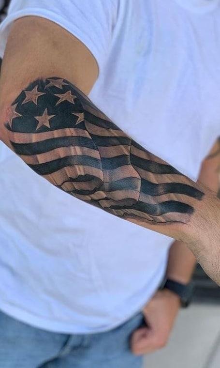 Awesome-Black-American-Flag-Forearm-Tattoo