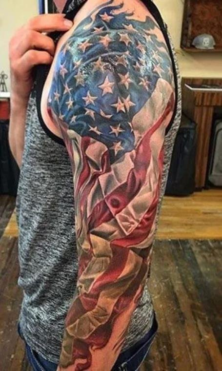 Marvellous-American-Flag-Sleeve-Tattoo