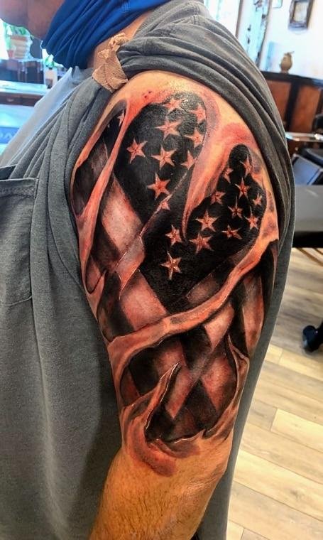 Outstanding-Black-Ripped-American-Flag-Tattoo