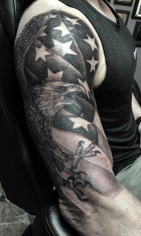 Significant-Black-And-White-American-Flag-Tattoo