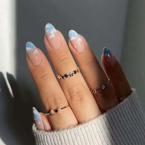 Ombre-Nails-with-Clouds-Designs