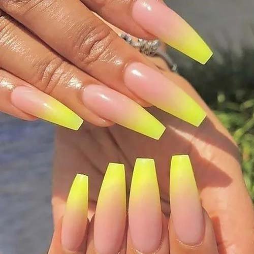 Yellow-Ombre-Coffin-Nails-Designs