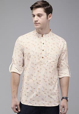 Blue and Beige Printed Kurta Shirt