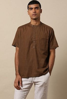 Brown Mens Casual Shirt Kurta