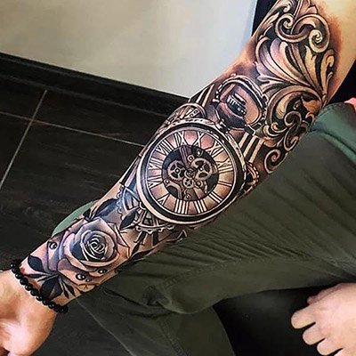 Clock Sleeve Tattoo