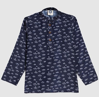 Navy Blue Kurta Shirt for Boys