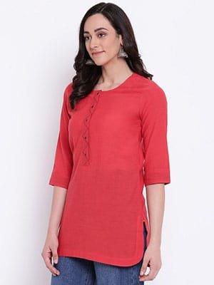 Red plain shirt kurta