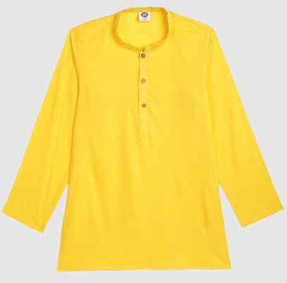 Yellow Plain Shirt Kurta