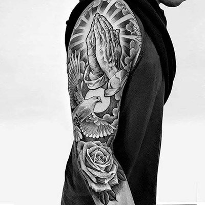 religious sleeve tattoo for men