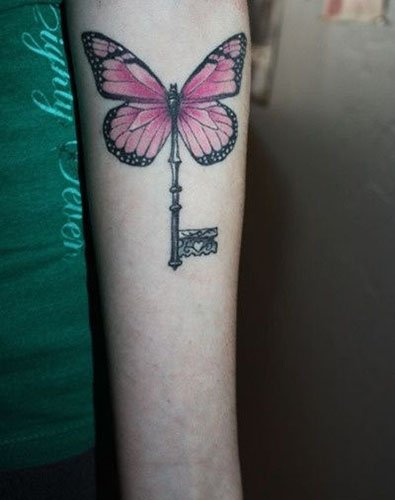 Decorative Butterfly Key Tattoo Designs