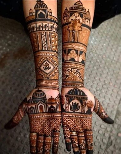 jharokha full hand mehndi design